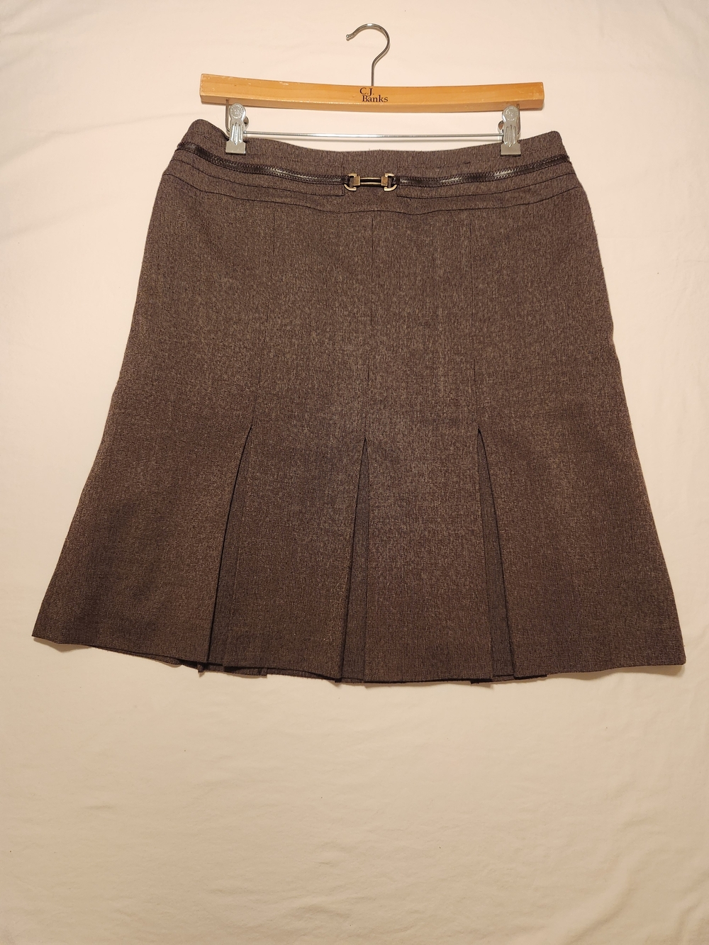 Proportion Petite Conrad C Brown Pleated Lined Skirt Size 14 Stretch